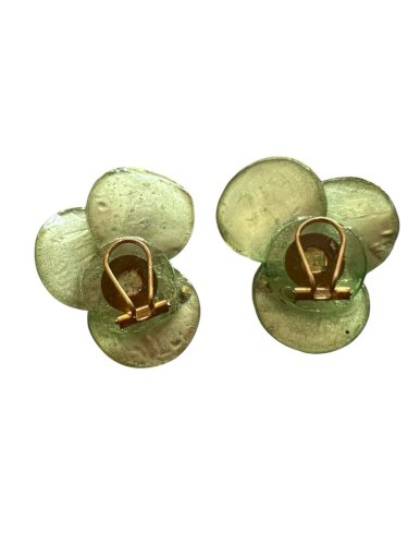 Boucle D’oreille Clip Talosel vert Vintage 1960 Moniqu Védié Élève Line  Vautrin