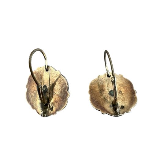 Boucle d’oreille dormeuse vermeil argent XIXe siècle ancien vintage Napoléon Ill
