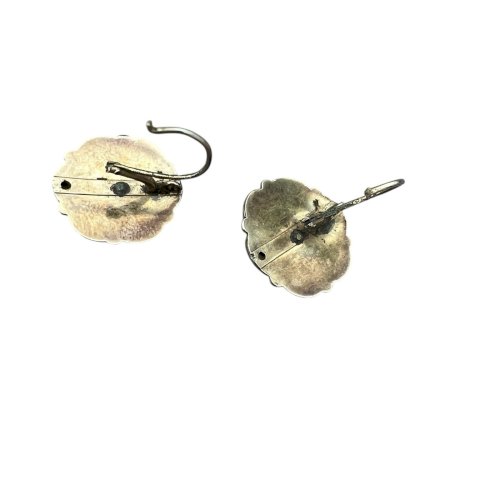 Boucle d’oreille dormeuse vermeil argent XIXe siècle ancien vintage Napoléon Ill