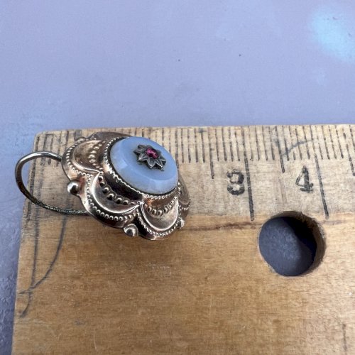 Boucle d’oreille dormeuse vermeil argent XIXe siècle ancien vintage Napoléon Ill