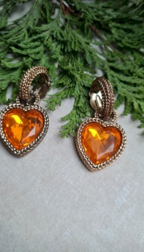 Boucles d oreilles Agatha -clips Cœurs orange - vintage - années 80