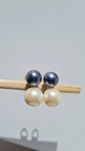 Chic earrings - clip-ons with studs and faux pearls - vintage