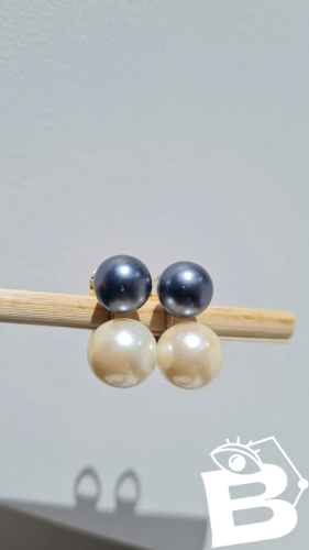 Boucles d oreilles chic - clips avec poinçons et fausses perles - vintage