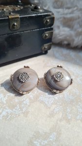 Boucles d oreilles Chorange -clips strass - vintage - années 80