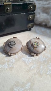 Chorange earrings - rhinestone clips - vintage - 80s