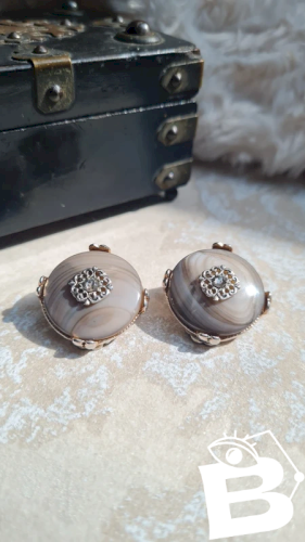 Boucles d oreilles Chorange -clips strass - vintage - années 80