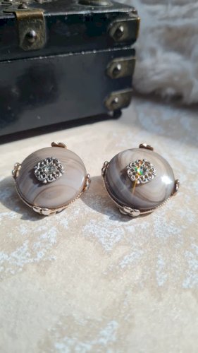 Boucles d oreilles Chorange -clips strass - vintage - années 80