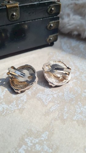 Boucles d oreilles Chorange -clips strass - vintage - années 80