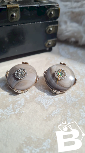 Boucles d oreilles Chorange -clips strass - vintage - années 80