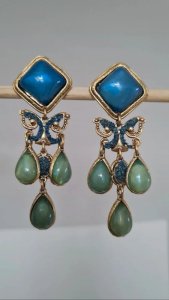 Boucles d oreilles Chorange -clips - vintage - années 80