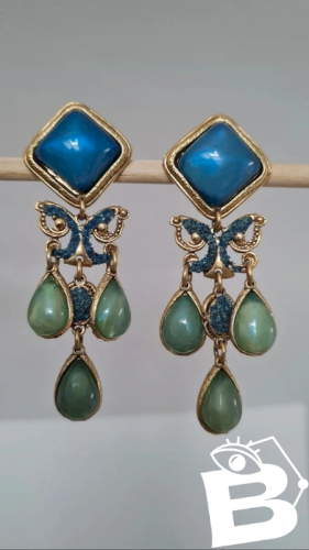 Boucles d oreilles Chorange -clips - vintage - années 80