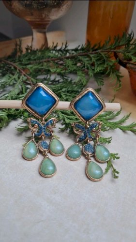 Boucles d oreilles Chorange -clips - vintage - années 80