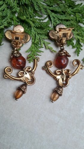 Boucles d oreilles Chorange -clips - vintage - années 80