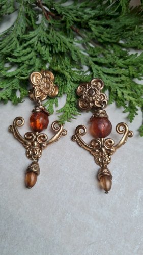Boucles d oreilles Chorange -clips - vintage - années 80
