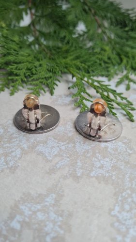 Boucles d oreilles - clips - en métal argenté signée FY