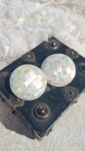 Earrings - mosaic mother-of-pearl clips - vintage