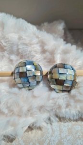 Earrings - mosaic clip-ons made of mother-of-pearl - vintage