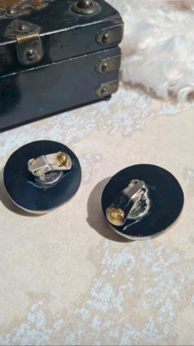 Boucles d oreilles - clips en mosaïque de nacre - vintage