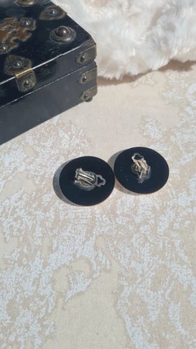 Boucles d oreilles - clips en mosaïque de nacre - vintage