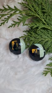 Boucles d oreilles de chats noir -clips vintage signés Pavone années 80