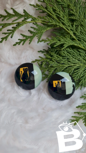 Boucles d oreilles de chats noir -clips vintage signés Pavone années 80