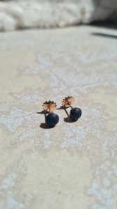 Boucles d oreilles de deuil - puces- plaqué or oria et jaïs années 20