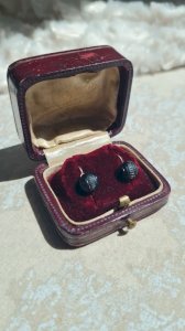 Boucles d oreilles dormeuses - en argent et jaïs années 20