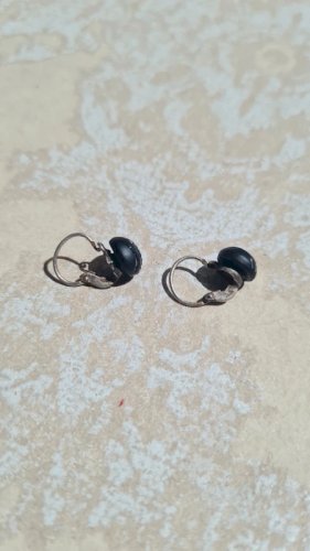 Boucles d oreilles dormeuses - en argent et jaïs années 20