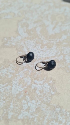 Boucles d oreilles dormeuses - en argent et jaïs années 20