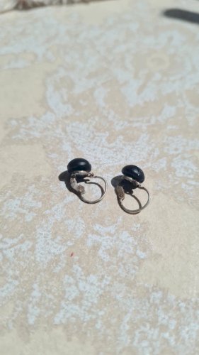 Boucles d oreilles dormeuses - en argent et jaïs années 20