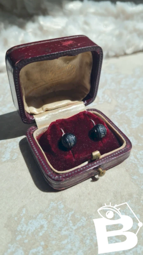 Boucles d oreilles dormeuses - en argent et jaïs années 20