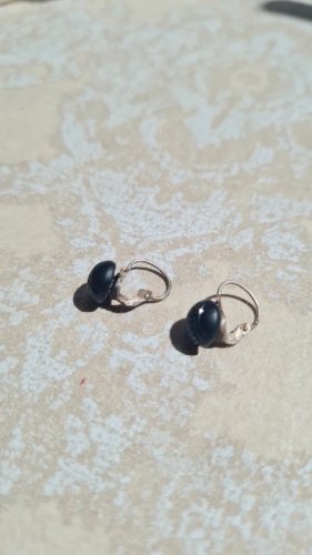Boucles d oreilles dormeuses - en argent et jaïs années 20