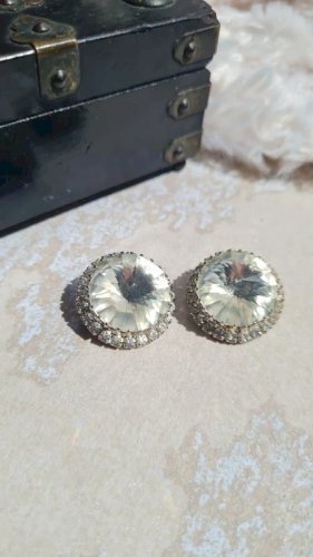 Boucles d oreilles gros strass - clips - vintage