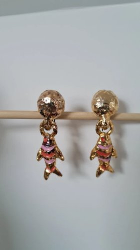 Boucles d oreilles signées Paris -clips poissons dorés - vintage - années 80