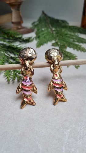 Boucles d oreilles signées Paris -clips poissons dorés - vintage - années 80