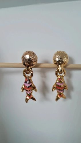 Boucles d oreilles signées Paris -clips poissons dorés - vintage - années 80
