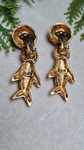 Boucles d oreilles signées Paris -clips poissons dorés - vintage - années 80