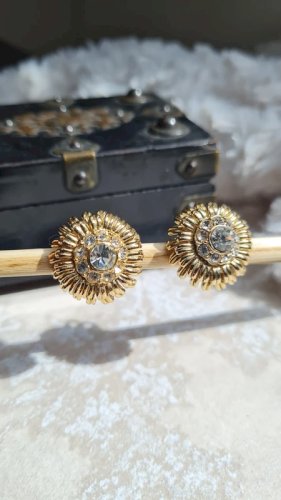 Boucles d oreilles Sphinx -clips strass - vintage
