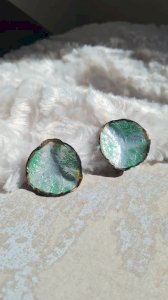 Boucles d oreilles vert deau - clips - anciens clips émaillés signées SC