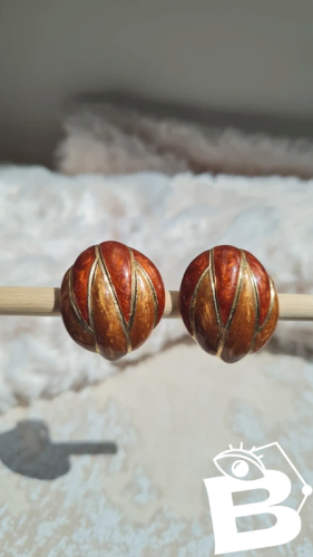 Boucles d oreilles vintage - clips - mordoré