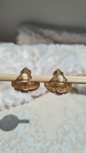Boucles d oreilles vintage - clips - mordoré