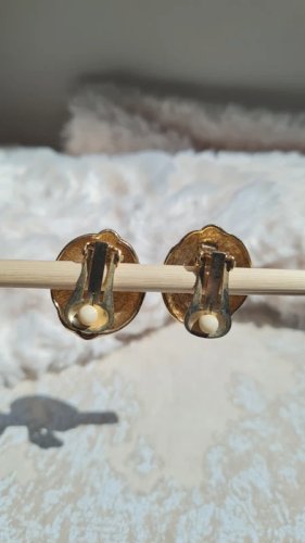 Boucles d oreilles vintage - clips - mordoré