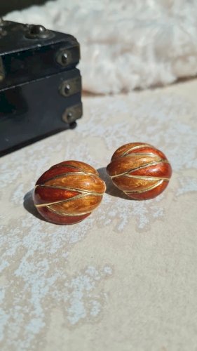 Boucles d oreilles vintage - clips - mordoré