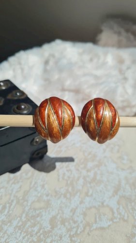 Boucles d oreilles vintage - clips - mordoré