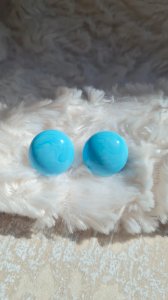 Vintage sky blue glass bead earrings - clips