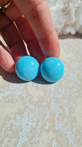 Boucles d oreilles vintage en pâte de verre bleu ciel - clips