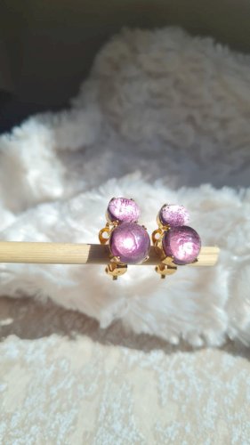 Boucles d oreilles vintage signé JD en pâte de verre - - clips