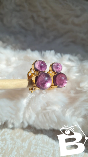 Boucles d oreilles vintage signé JD en pâte de verre - - clips
