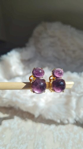 Boucles d oreilles vintage signé JD en pâte de verre - - clips