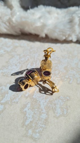 Boucles d oreilles vintage signé JD en pâte de verre - - clips